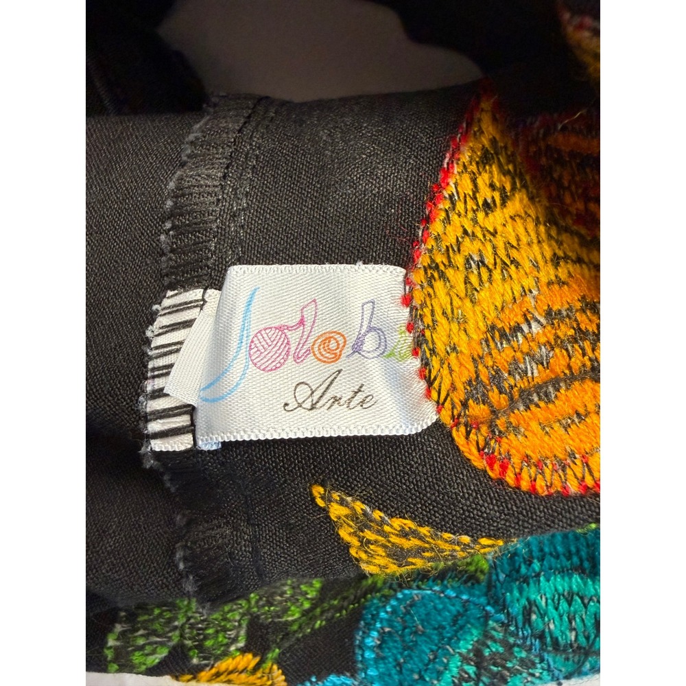 Jolobil Arte Embroidered Floral Denim Mini Skirt Button Front Artisan Boho M - Picture 5 of 9